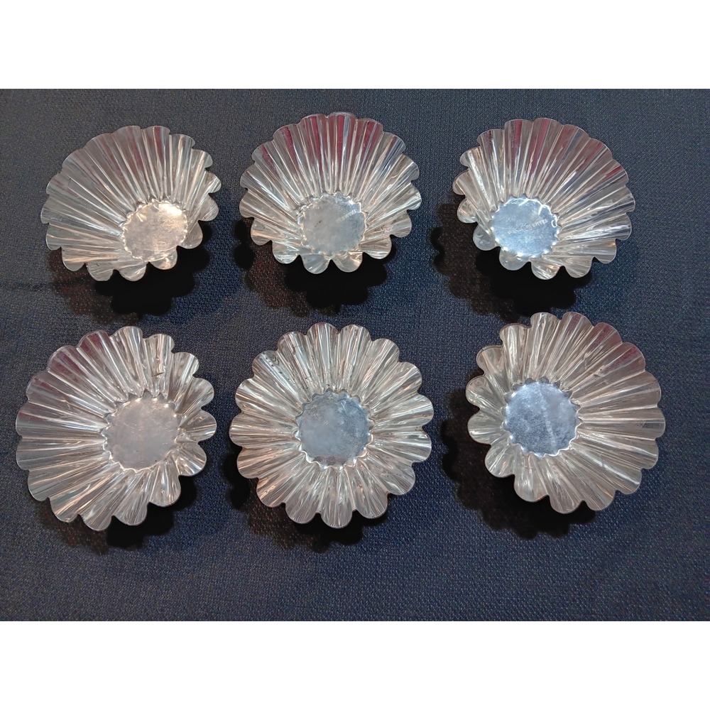 Vintage West Germany Metal Fluted Tart Brioche Molds Set of 6 Scalloped Tin